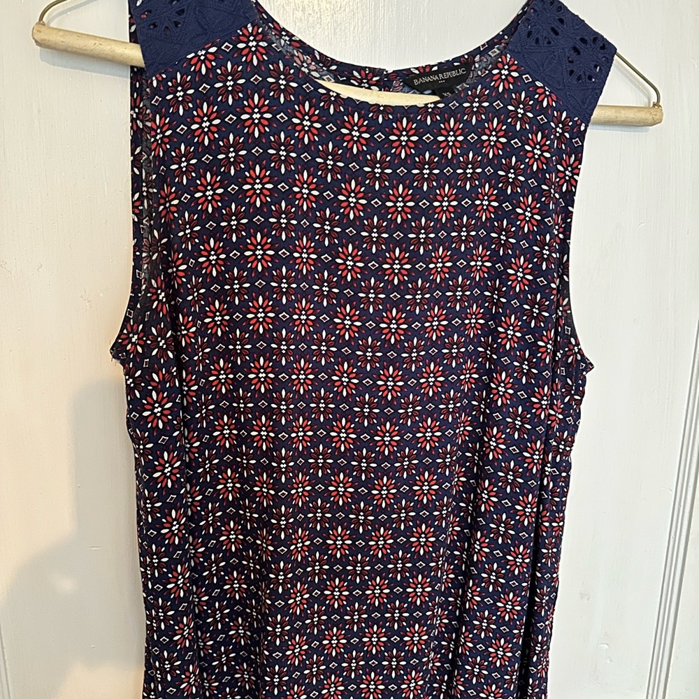 Banana Republic Floral Navy and Red Tank Top